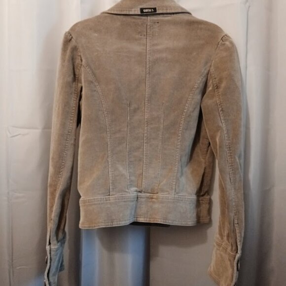 GUESS JEANS Corduroy Double Breasted Jacket Coat womens XS Khaki Beige button up - Picture 7 of 12